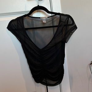 Black Mesh/Sheer Crop Top